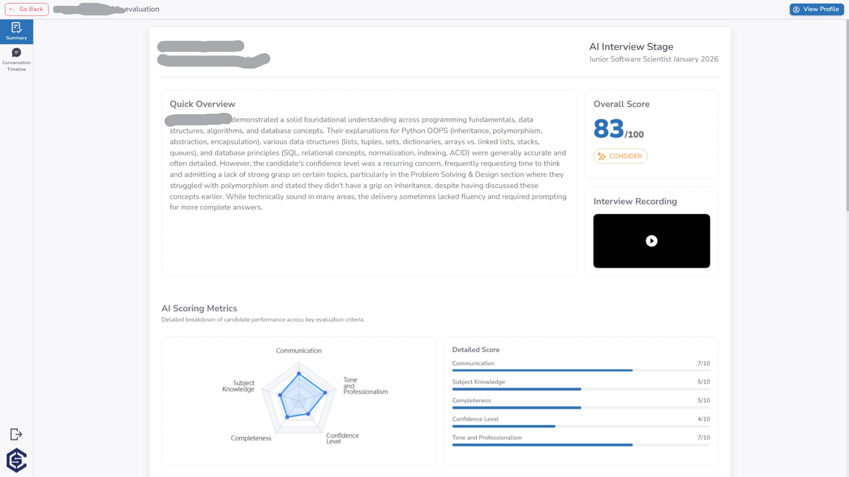 AI Interview Performance Summary