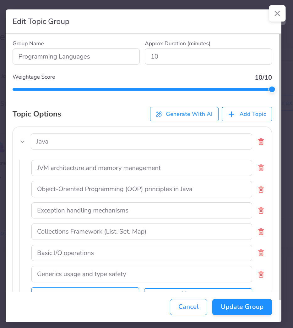 AI Interview Topic Breakdown