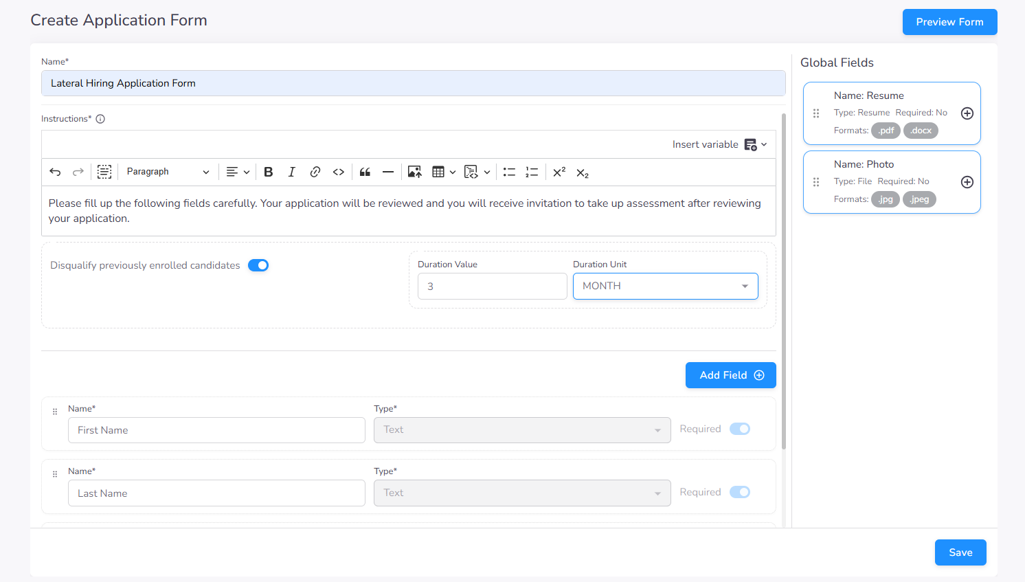 Application Basic Details