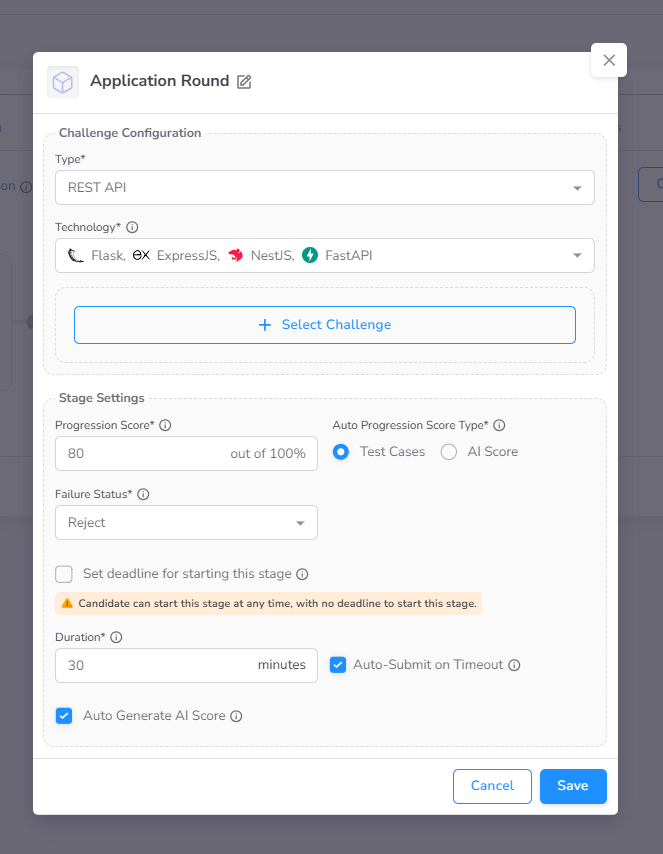 Application Stage Settings