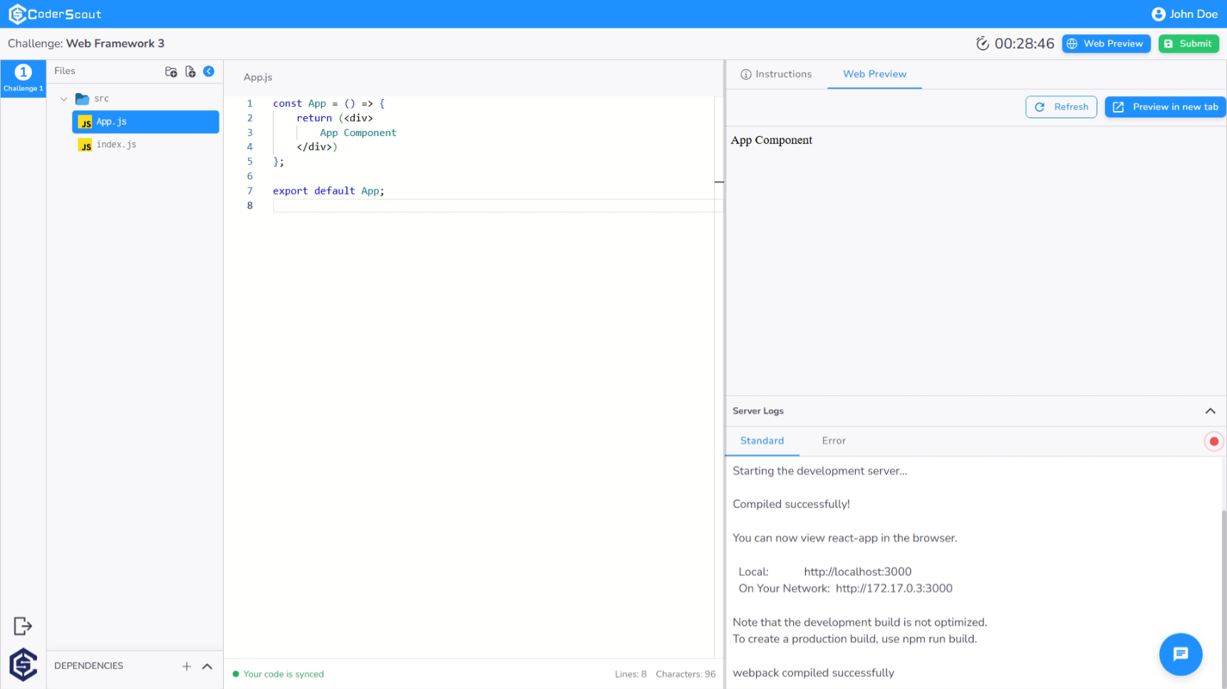 Web Framework IDE Interface