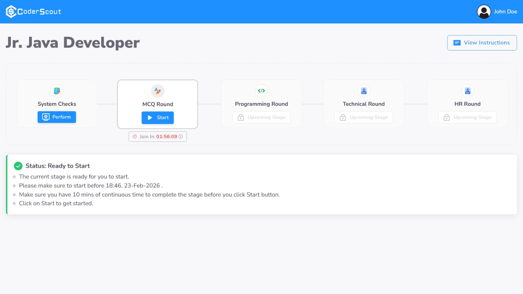 Candidate Home Page Overview
