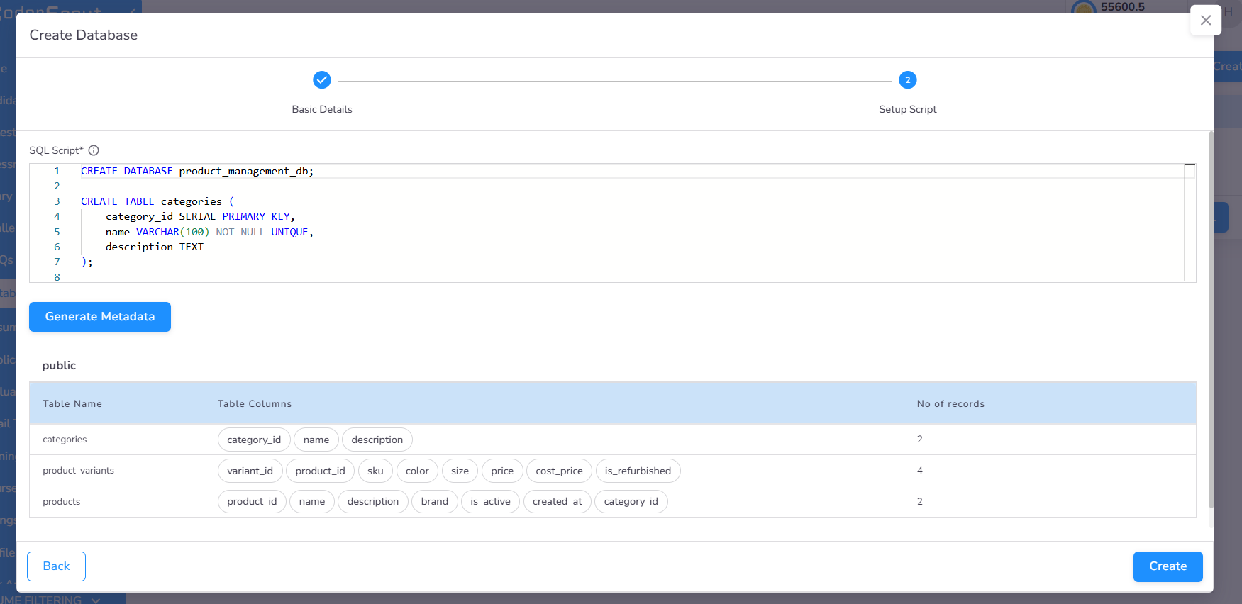 Database Schema and Data