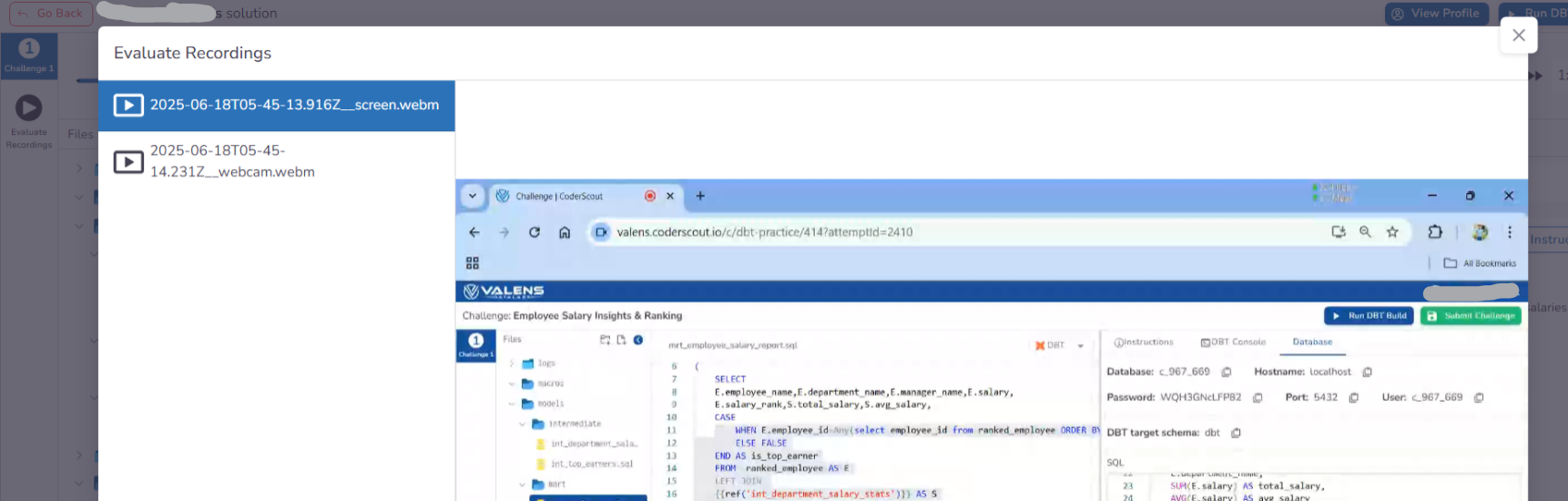 DBT Evidence Recordings