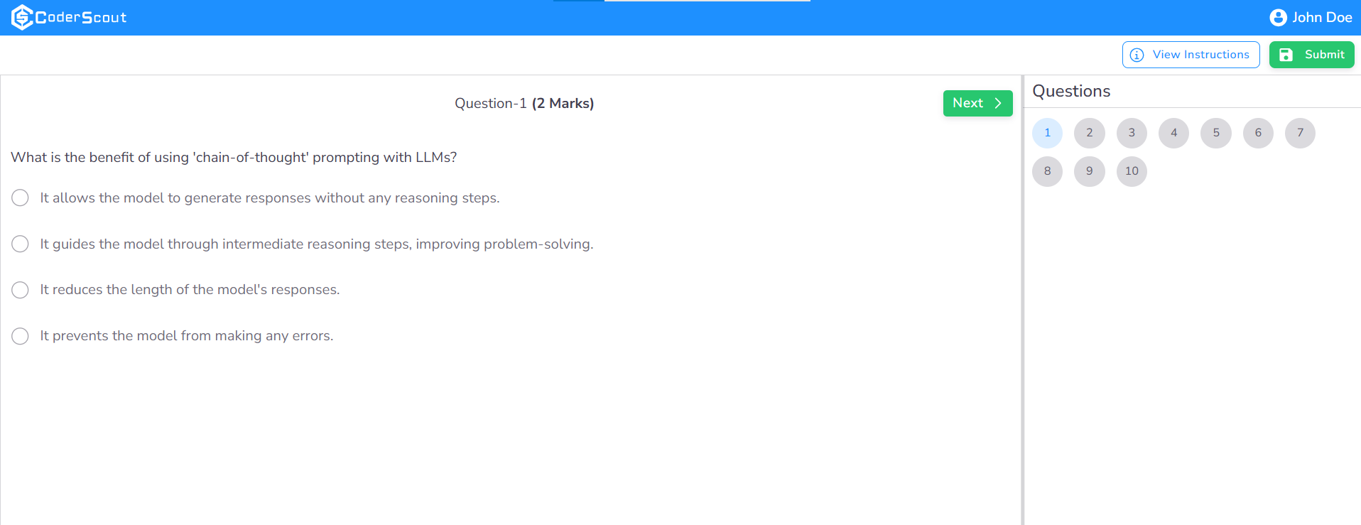 MCQ Round Initial View