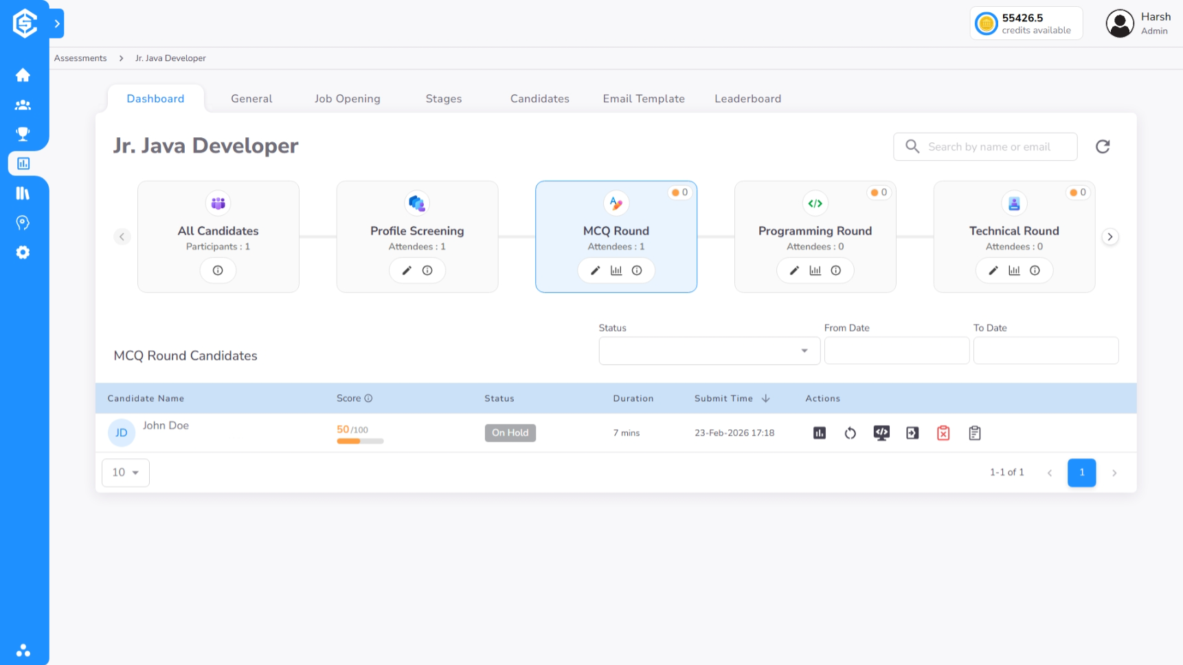MCQ Dashboard Decision Tracking