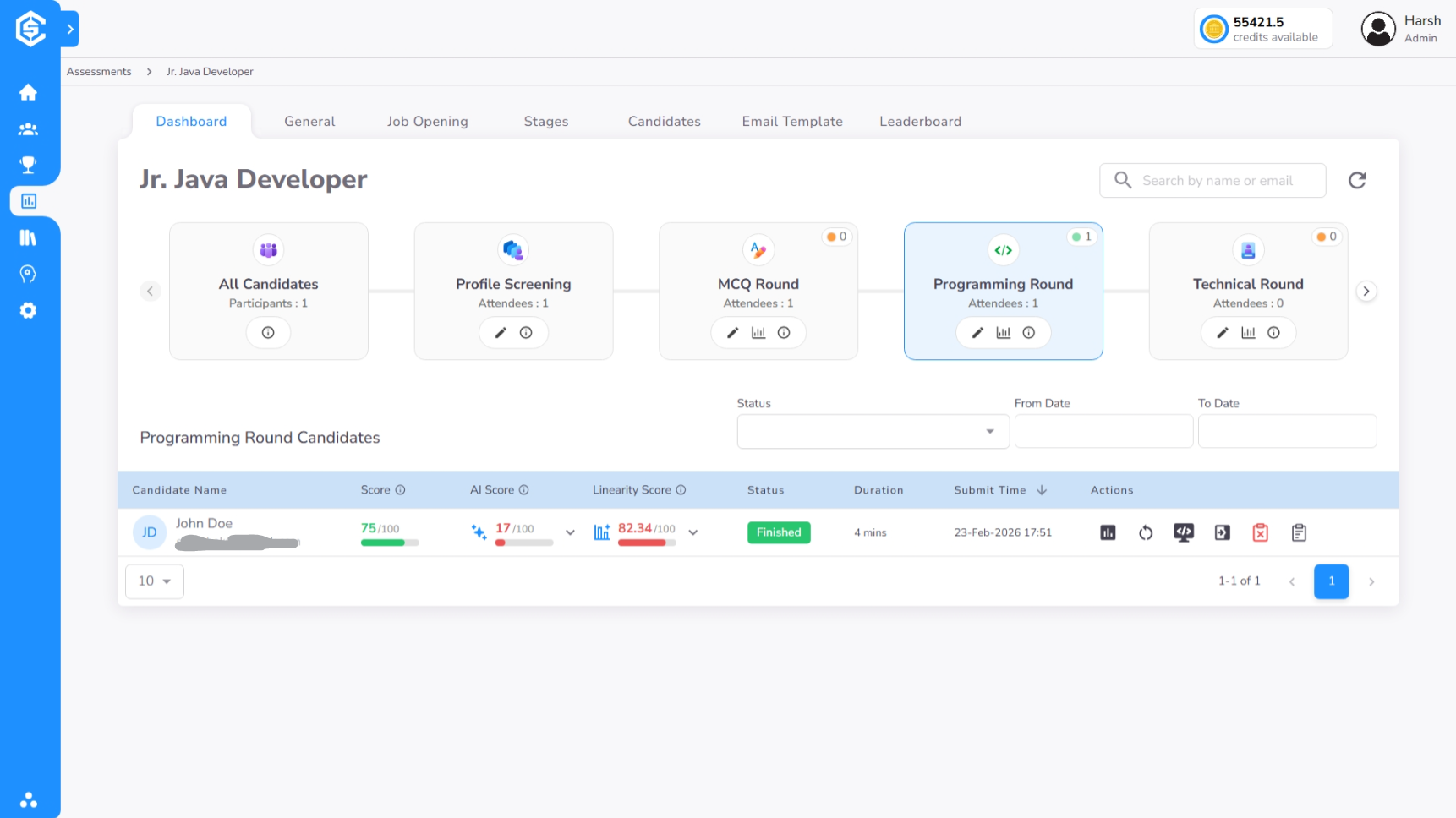 Programming Dashboard Scores