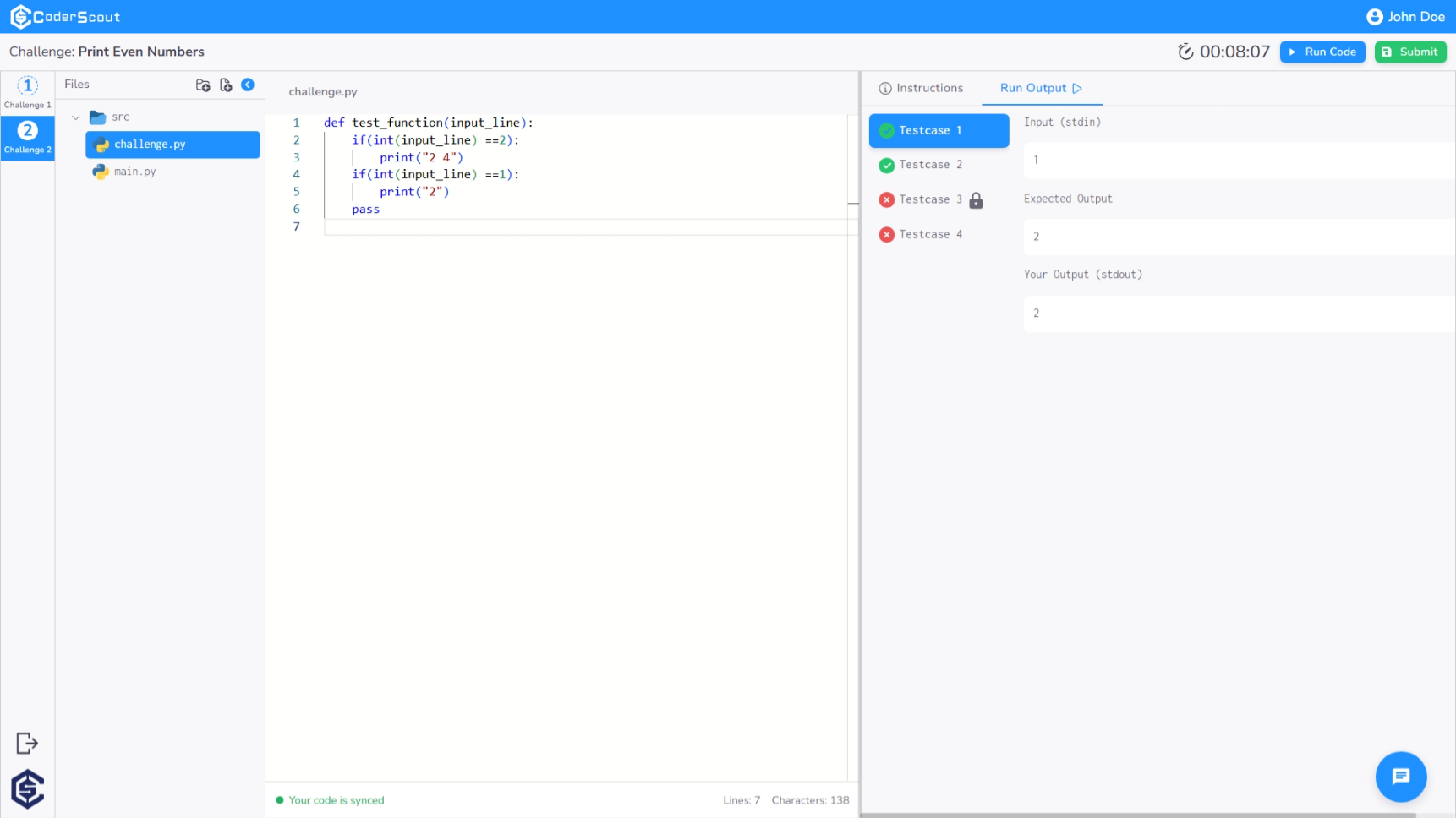IDE Execution Output