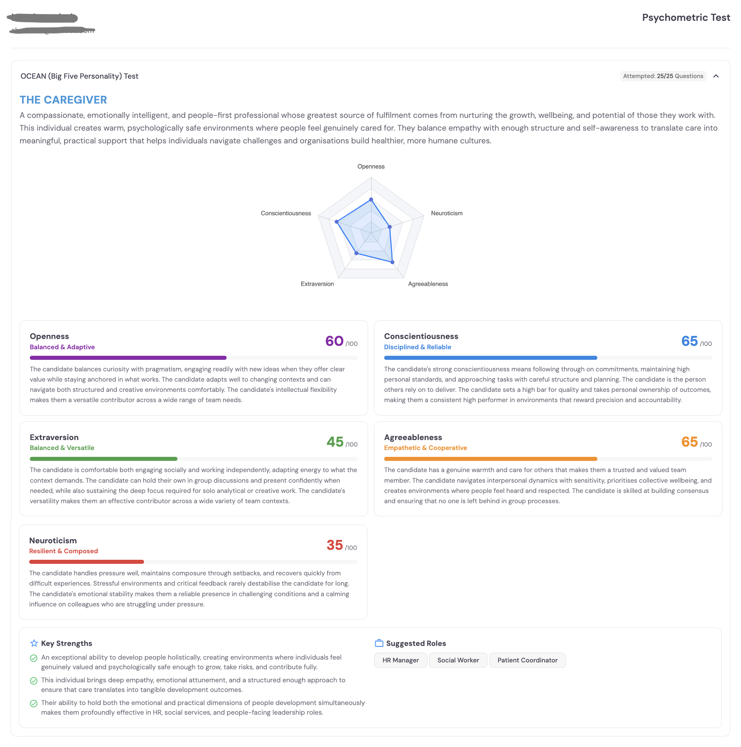 OCEAN evaluation results
