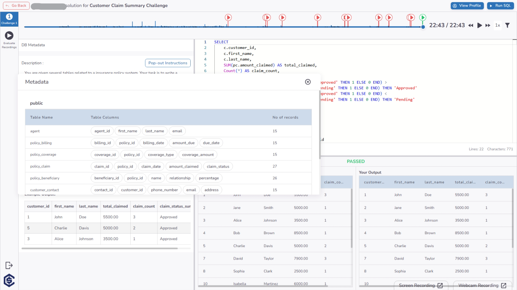 SQL Detailed Timeline View