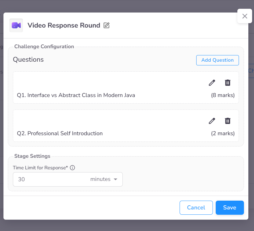 Video Response Stage Configuration
