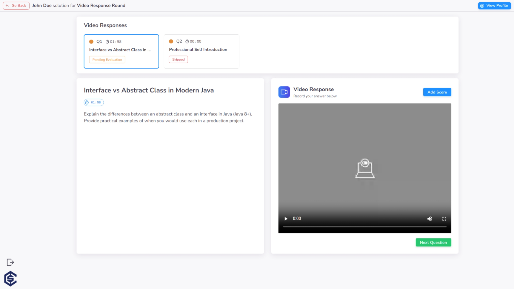 Video Response Evaluation View